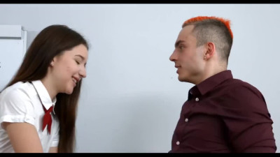 the brunette seduced the teacher for quick sex.