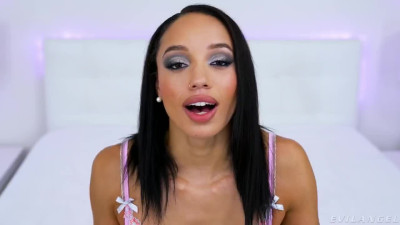 Evil Angel Alexis Tae gives sloppy blowjob and licks balls in POV