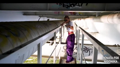 Public sneaky fuck under the bridge with naked Russian ass and dirty mouth with sperm
