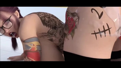Intense anal with sex machine for inked curvy Milf - 3D porn cartoon
