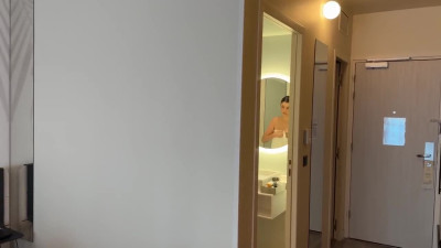 Cute MILF satisfies her stepson's horny cock right in the hotel room.