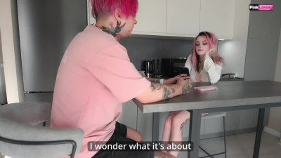 Got blowjob under table from pink teen while girlfriend looked at phone