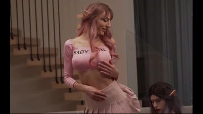 Two Charming Sexy Fit Lesbian Elf-girls Tempt Their Photographer To Please Them With His Big Dick