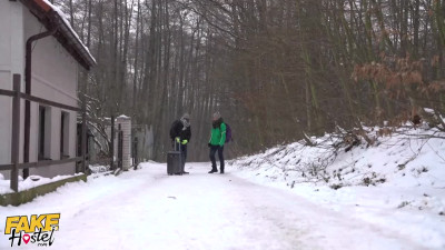 The hospitable hotel owner met two freezing tourists and fucked them