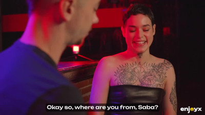 Submissive inked cutie services two dicks in BDSM kinks