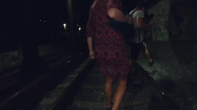 Met random naughty Blonde in lingerie around the subway and quickie fucked her pussy