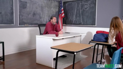 School teacher showed a real lesson in sex education to these two beauties.
