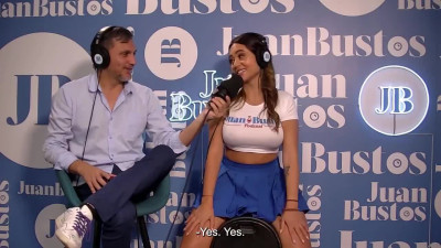 Hot Latina Rebecca tries to give an interview being on the orgasm machine