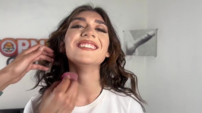 Vivid brunette with an amazing body is fucked by a guy with a big cock after the interview