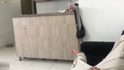 Steamy latina milf knows how to deal with her stepson's erection issue