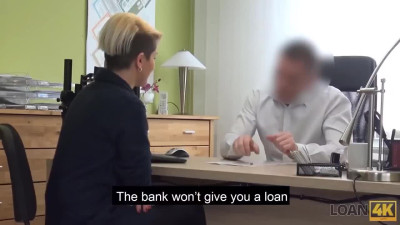 MILF takes out a loan by fucking the bank clerk in his office