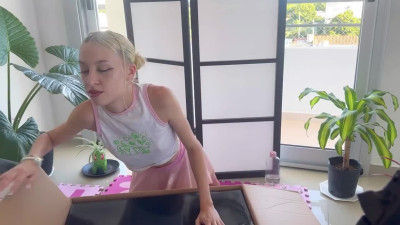 Slim teen rides takes fake cock in her both holes and squirts from pure pleasure