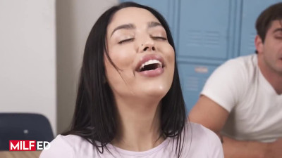Mature horny lady gets fucked alongside a perfect schoolgirl
