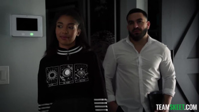 Teacher promised to show something interesting in his apartment and ebony agreed to come to him at night