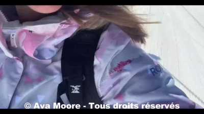 Cute Ava Moore was caught by skiers while she caressed her big ass.