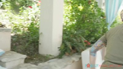 Brunette Latina fucked by stepdad for stealing money!