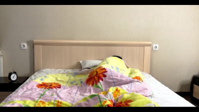 Stepfather fucks his slim brunette stepdaughter in her bed in the morning