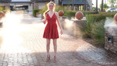 Starlet in red dress masturbates in public before date - FTV Girls