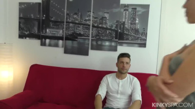 Small titted Zoe Doll sucks masseur's big cock and fucks hard