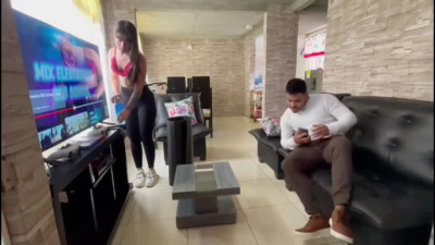 Latin doll just wanted to do home fitness but got her stepbrother's dick.