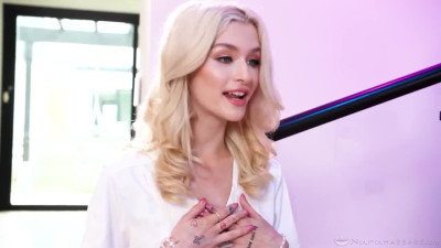 A skinny masseuse jerks off a sexy lover's cock.