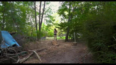 Old cock fucks pale teen in the woods