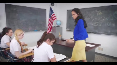 Horny lesbians tie up and eat out their teacher