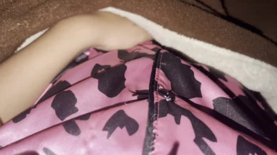 Horny Babe Masturbates Under the Blanket Till Making Her Shaved Pussy Really Creamy