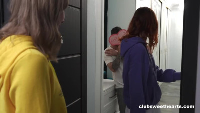 Russian twins Mia and Alice Murkovski fuck one boyfriend on St Valentines day