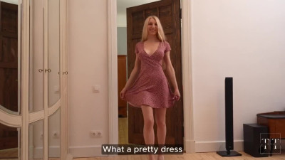Premium blonde in sexy outfit fitted big cock with a cumload inside