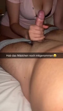 Amateur quickie with a hot busty babe in bodysuit after party