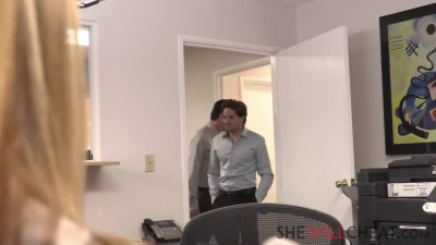 Slutty office MILF Alexis Fawx exploits young cock of new employee
