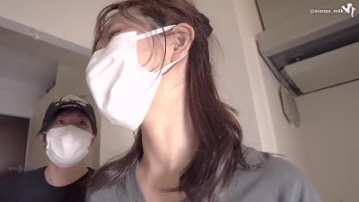 Follower fucks pretty Asian girl in mouth in the bathroom and then penetrates pussy