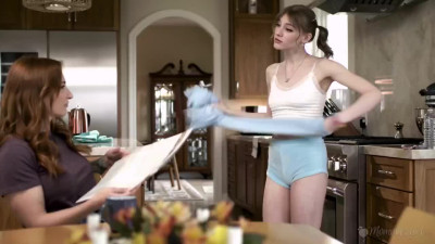 Redhead hot milf has an increadible lesbian sex with her skinny stepdaughter