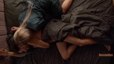 Hot blondie wakes her husband with gentle Handjob