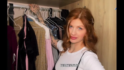 Ginger Russian bitch moans hard on the dick of her husband