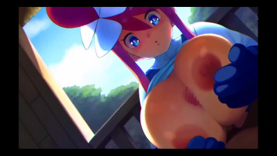 3d chick with big tits gets a lot of cum.
