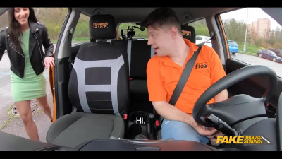 Instructor! Please fuck my pussy in the car - Fake Driving School
