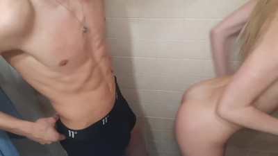 Graceful Slim Blonde Teen Gets Fucked Hard From Behind In the Bathroom